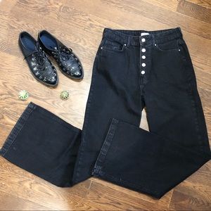 Black Forever 21 Wide Leg Button Jeans